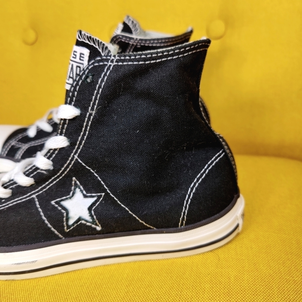 CONVERSE ONE STAR Chuck Taylor High Top Black White Sneaker Men's Shoe Size 7 - Picture 3 of 9